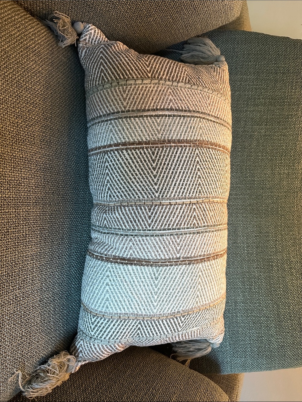 Neutral Textured Chevron Accent Pillow in Beige and Brown - Home Accents